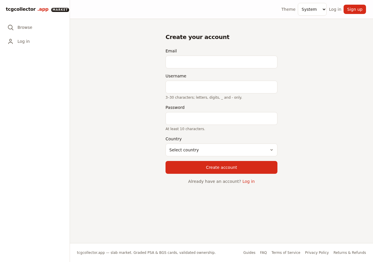 Create an account — desktop